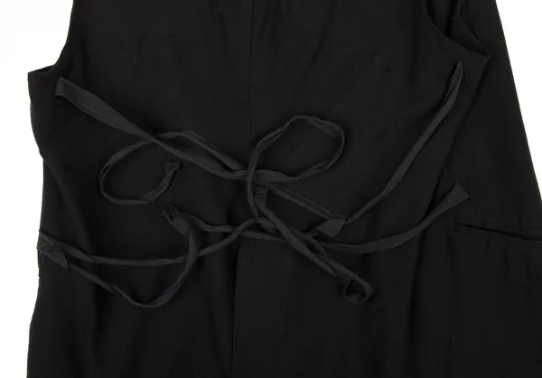 アンドゥムルメステールANN DEMEULEMEESTER レーヨンアセテートコードデザインジレベスト 黒34 K-132620_012