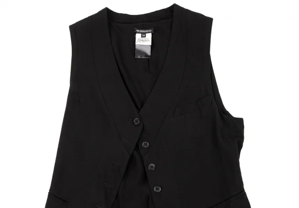 アンドゥムルメステールANN DEMEULEMEESTER レーヨンアセテートコードデザインジレベスト 黒34 K-132620_003