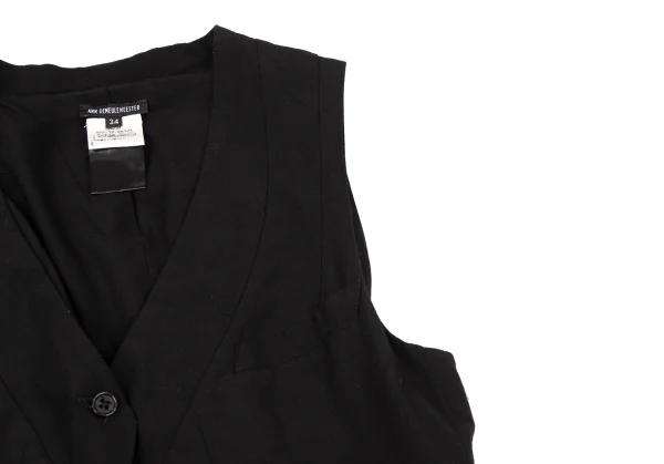 アンドゥムルメステールANN DEMEULEMEESTER レーヨンアセテートコードデザインジレベスト 黒34 K-132620_006