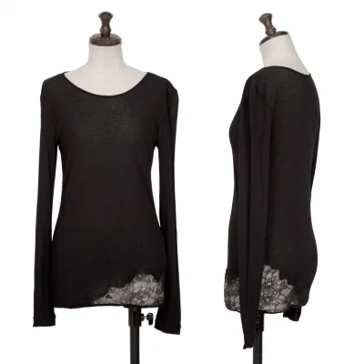 Yohji Yamamoto NOIR Hem Floral Lace Switching T Shirt