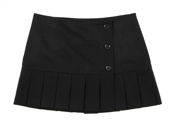 Yohji Yamamoto NOIR Hem Pleated Wool Gaba Wrap Mini Skirt K-132633_002