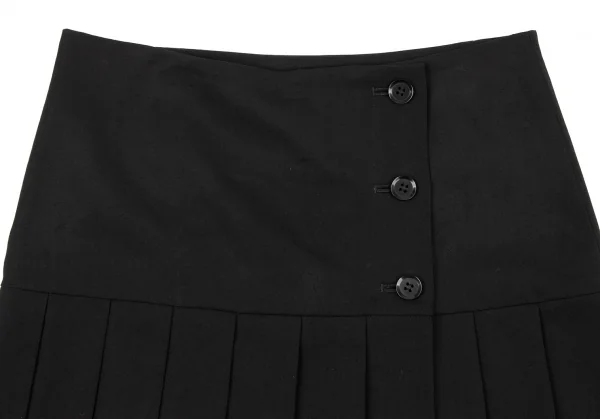 Yohji Yamamoto NOIR Hem Pleated Wool Gaba Wrap Mini Skirt K-132633_003