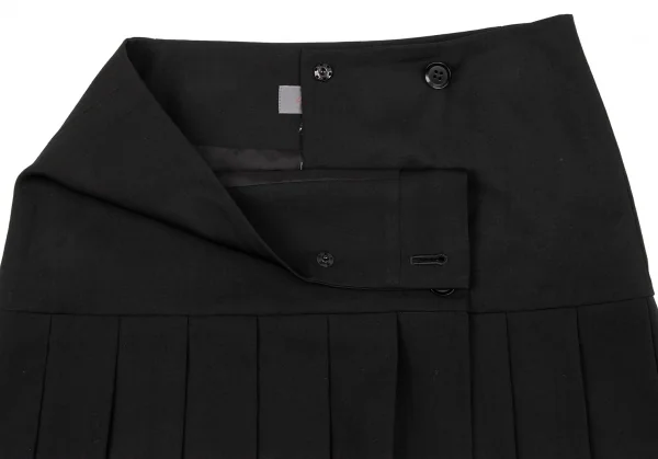 Yohji Yamamoto NOIR Hem Pleated Wool Gaba Wrap Mini Skirt K-132633_005