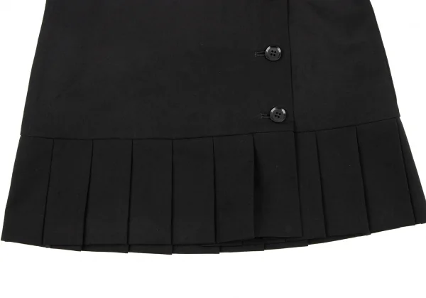 Yohji Yamamoto NOIR Hem Pleated Wool Gaba Wrap Mini Skirt K-132633_006