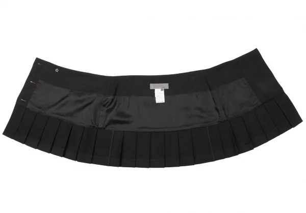 Yohji Yamamoto NOIR Hem Pleated Wool Gaba Wrap Mini Skirt K-132633_007