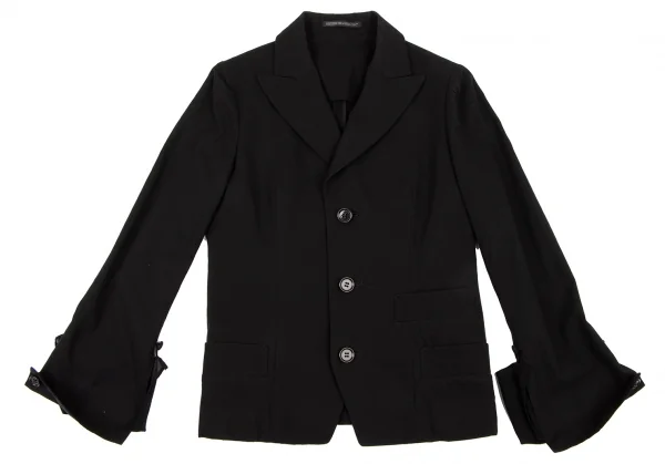 ヨウジヤマモト ノアールYohji Yamamoto NOIR コットン袖シフォン切替ジャケット 黒1 K-132635_002