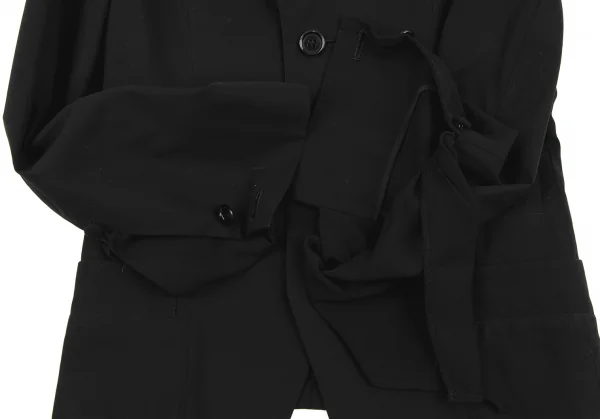 ヨウジヤマモト ノアールYohji Yamamoto NOIR コットン袖シフォン切替ジャケット 黒1 K-132635_009