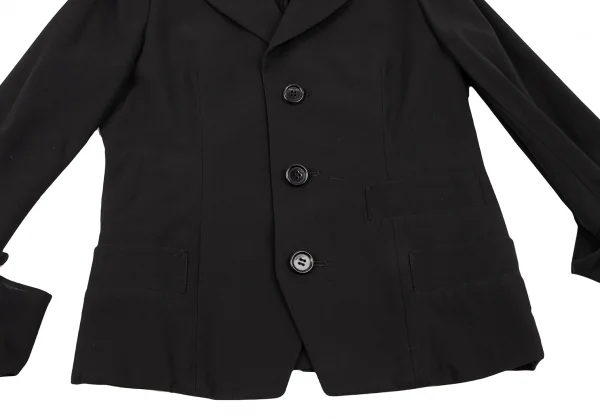 ヨウジヤマモト ノアールYohji Yamamoto NOIR コットン袖シフォン切替ジャケット 黒1 K-132635_010