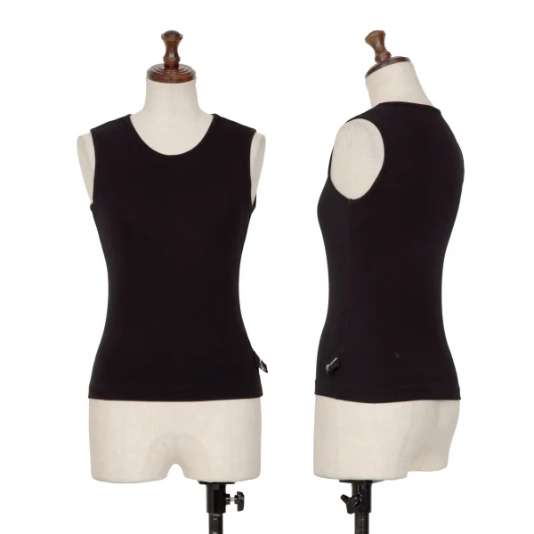 Yohji Yamamoto FEMME Tag Design Tank Top Black 3 K-132636_001