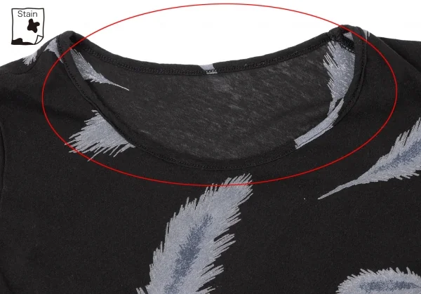 Yohji Yamamoto FEMME Feather Printed See-through T Shirt K-132637_004