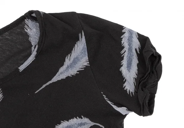 Yohji Yamamoto FEMME Feather Printed See-through T Shirt K-132637_005