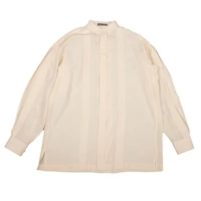 ISSEY MIYAKE MEN Tuck Design Stand Collar Silk Shirt