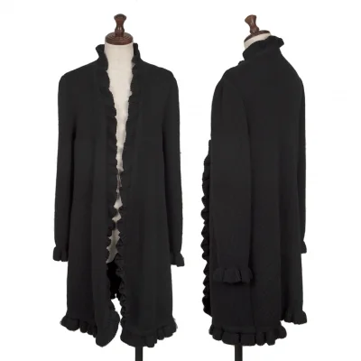 GIVENCHY Ruffle Design Buttonless Long Knit Cardigan