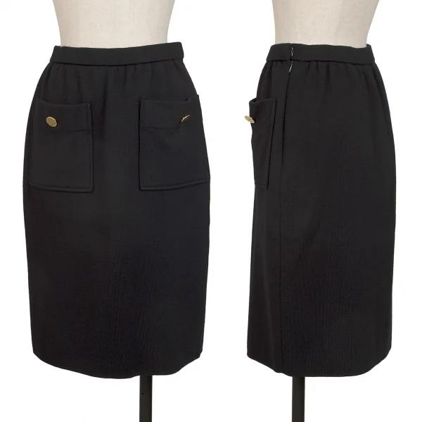 GIVENCHY Wool Front Pocket Design Skirt Black M K-132710_001