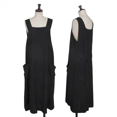 Y's Wool Gabardine Side Pocket Sleeveless Dress