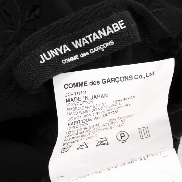 ジュンヤワタナベ コムデギャルソンJUNYA WATANABE COMME des GARCONS フラワーエンブロイダリーTシャツ 黒M位 K-132739_012