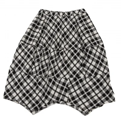 COMME des GARCONS Wool Check Switching Dropped Crotch Shorts