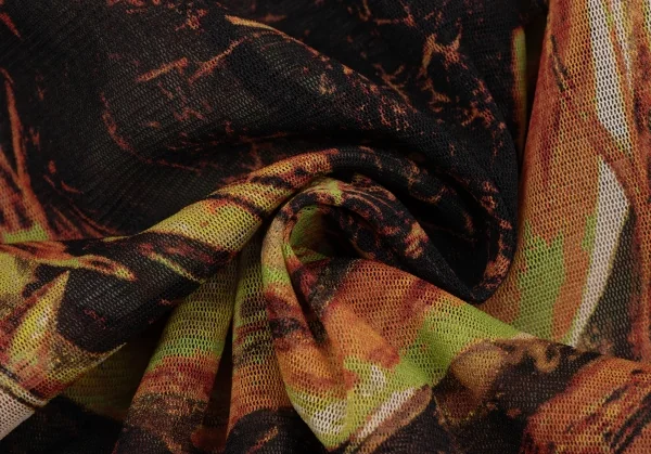 Jean-Paul GAULTIER Graphic Printed Frill Switching Mesh Skirt K-132816_017