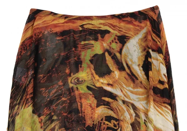 Jean-Paul GAULTIER Graphic Printed Frill Switching Mesh Skirt K-132816_004