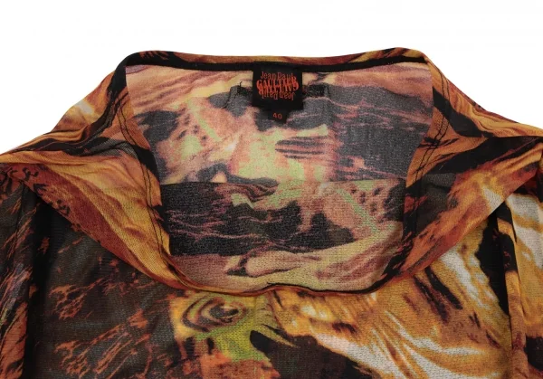 Jean-Paul GAULTIER Graphic Printed Frill Switching Mesh Skirt K-132816_005