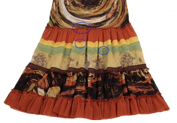 Jean-Paul GAULTIER Graphic Printed Frill Switching Mesh Skirt K-132816_007