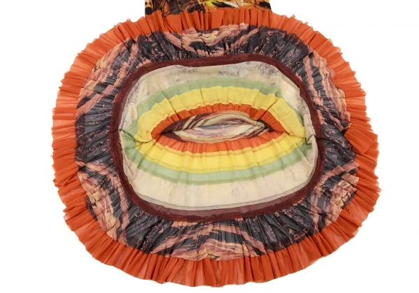 Jean-Paul GAULTIER Graphic Printed Frill Mesh Skirt K-132817_010