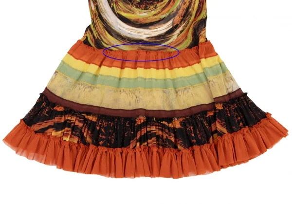 Jean-Paul GAULTIER Graphic Printed Frill Mesh Skirt K-132817_014