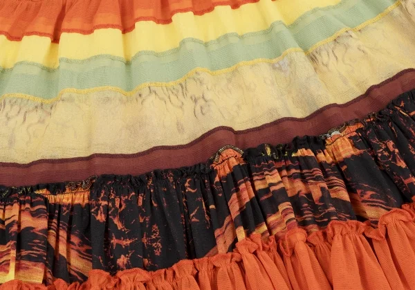 Jean-Paul GAULTIER Graphic Printed Frill Mesh Skirt K-132817_016