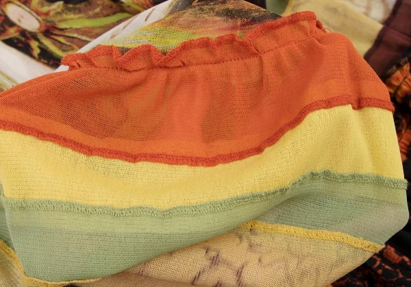 Jean-Paul GAULTIER Graphic Printed Frill Mesh Skirt K-132817_017