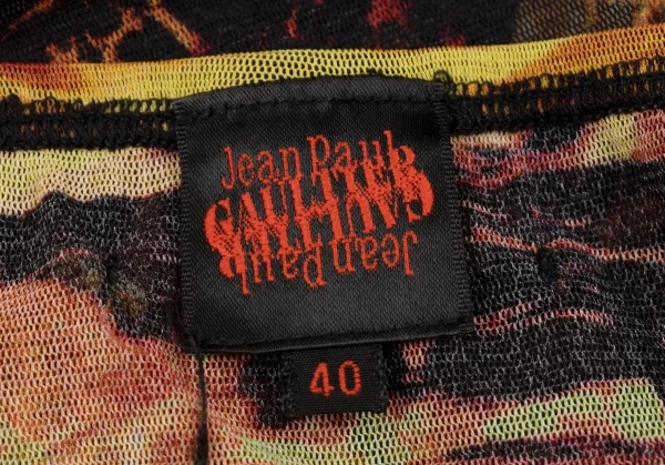 Jean-Paul GAULTIER Graphic Printed Frill Mesh Skirt K-132817_019