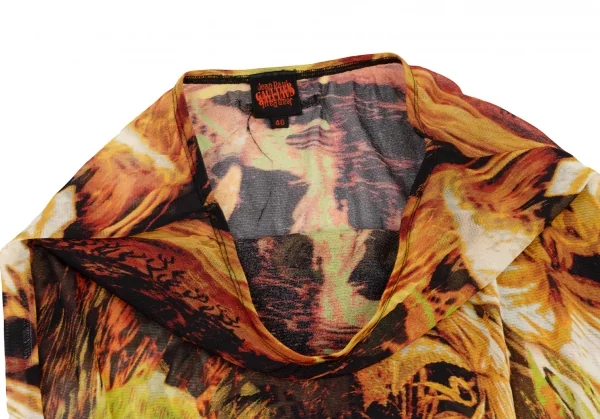 Jean-Paul GAULTIER Graphic Printed Frill Mesh Skirt K-132817_005