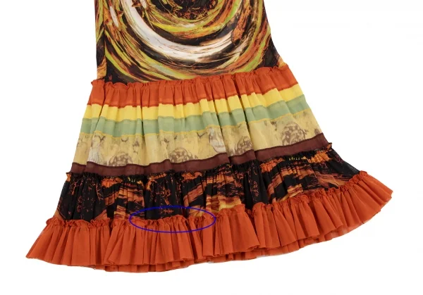 Jean-Paul GAULTIER Graphic Printed Frill Mesh Skirt K-132817_007