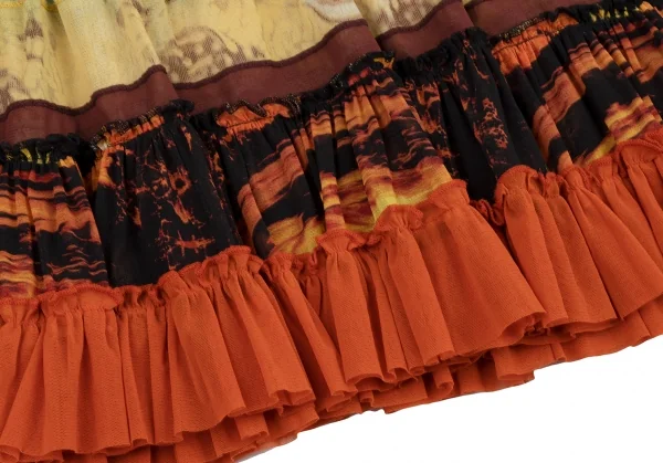 Jean-Paul GAULTIER Graphic Printed Frill Mesh Skirt K-132817_009
