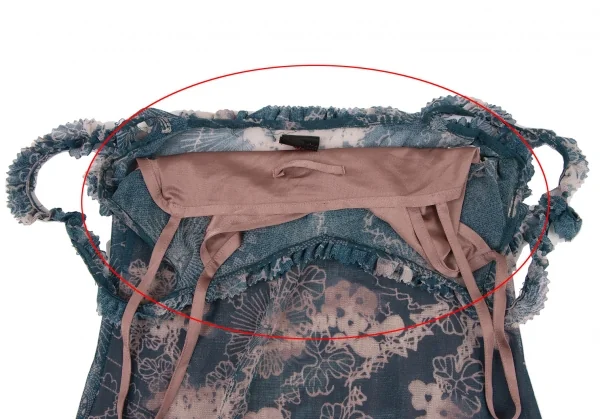 ジャンポールゴルチエJean Paul GAULTIER サークルフラワープリントパワーネットキャミソールワンピース 青40 K-132818_010