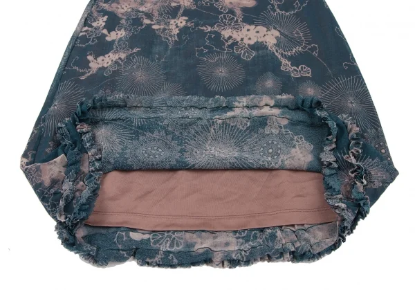 ジャンポールゴルチエJean Paul GAULTIER サークルフラワープリントパワーネットキャミソールワンピース 青40 K-132818_014