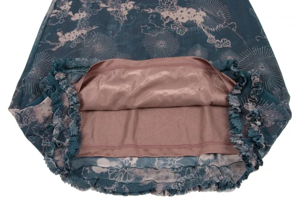 ジャンポールゴルチエJean Paul GAULTIER サークルフラワープリントパワーネットキャミソールワンピース 青40 K-132818_015