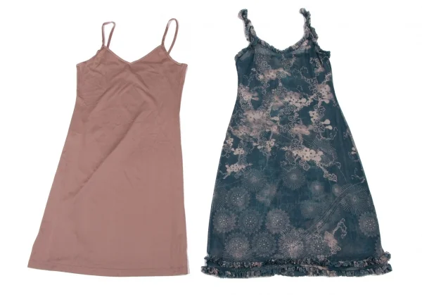 ジャンポールゴルチエJean Paul GAULTIER サークルフラワープリントパワーネットキャミソールワンピース 青40 K-132818_016