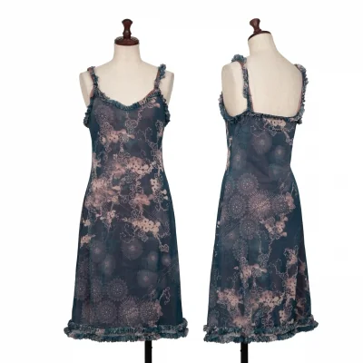 Jean-Paul GAULTIER Circle Flower Print Mesh Camisole Dress