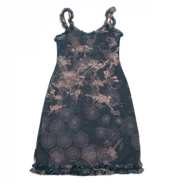 ジャンポールゴルチエJean Paul GAULTIER サークルフラワープリントパワーネットキャミソールワンピース 青40 K-132818_002