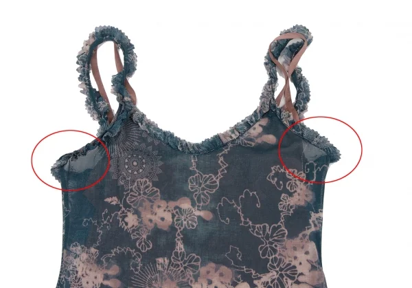 ジャンポールゴルチエJean Paul GAULTIER サークルフラワープリントパワーネットキャミソールワンピース 青40 K-132818_003