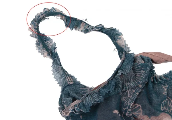 ジャンポールゴルチエJean Paul GAULTIER サークルフラワープリントパワーネットキャミソールワンピース 青40 K-132818_008