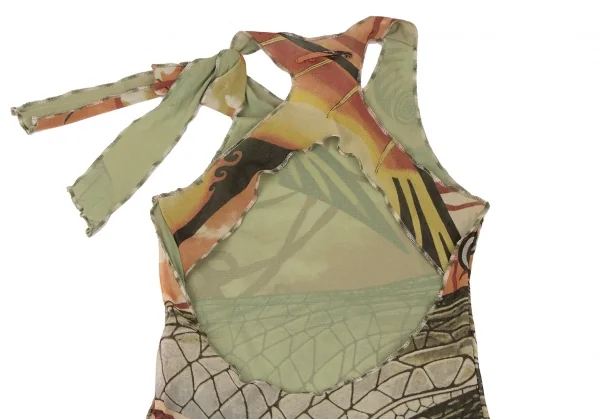 Jean-Paul GAULTIER FEMME Graphic Print Mesh Sleeveless Dress K-132827_013