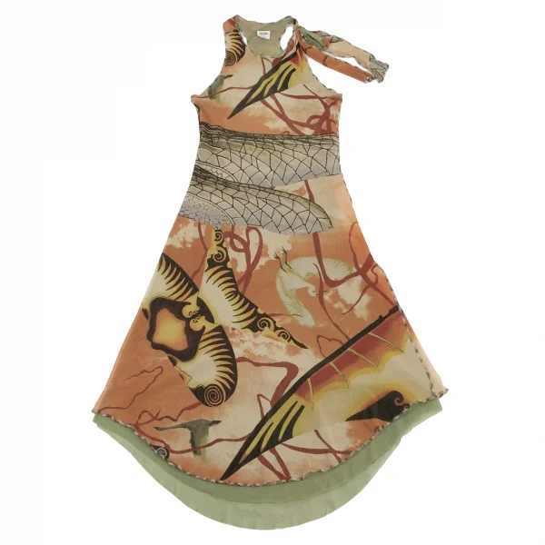 Jean-Paul GAULTIER FEMME Graphic Print Mesh Sleeveless Dress K-132827_002