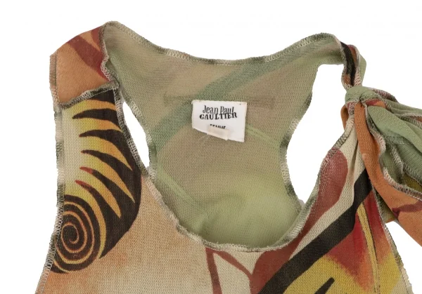 Jean-Paul GAULTIER FEMME Graphic Print Mesh Sleeveless Dress K-132827_004