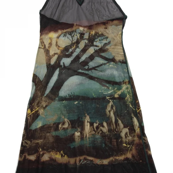 Jean-Paul GAULTIER FEMME Graphic Print Halter Neck Hooded Dress K-132829_011