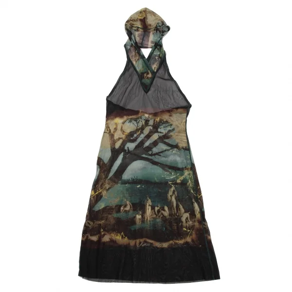 Jean-Paul GAULTIER FEMME Graphic Print Halter Neck Hooded Dress K-132829_002