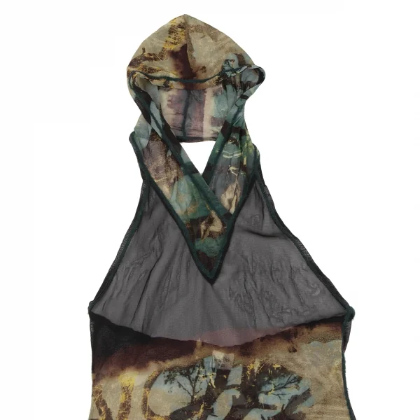 Jean-Paul GAULTIER FEMME Graphic Print Halter Neck Hooded Dress K-132829_003