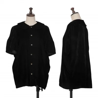 COMME des GARCONS NOIR Velor Round Collar Short Sleeve Shirt