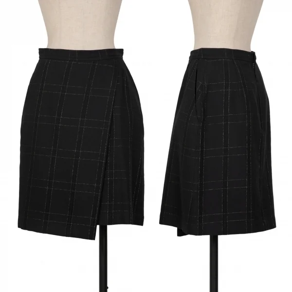 COMME des GARCONS Wool Lame Check Skirt Black M K-132846_001