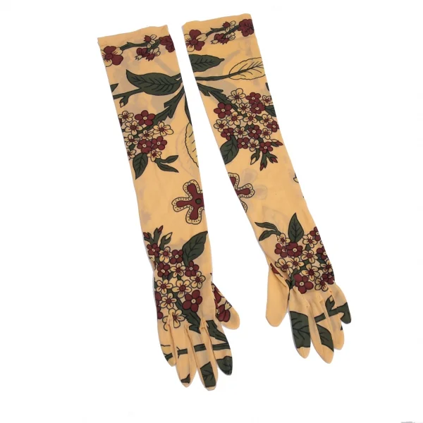 COMME des GARCONS Floral Mesh Long Gloves Cream  K-132856_001